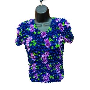 Crinkle Popcorn Shirt by FC Woman's One Size Fits Most  Fashion Blouse Shirt MC